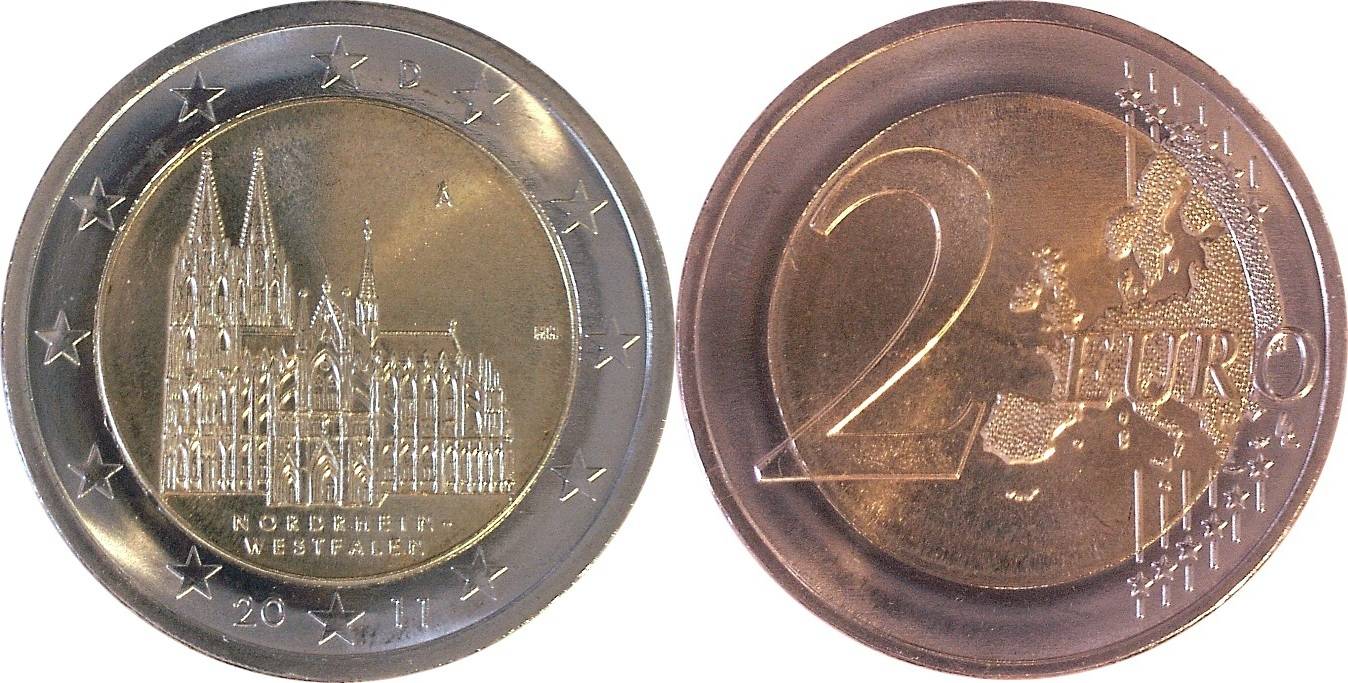 Deutschland BRD Germany 2 Euro 2011 D Nordrhein Westfalen deutschland-brd-germany-2-euro-2011-d-nordrhein-westfalen