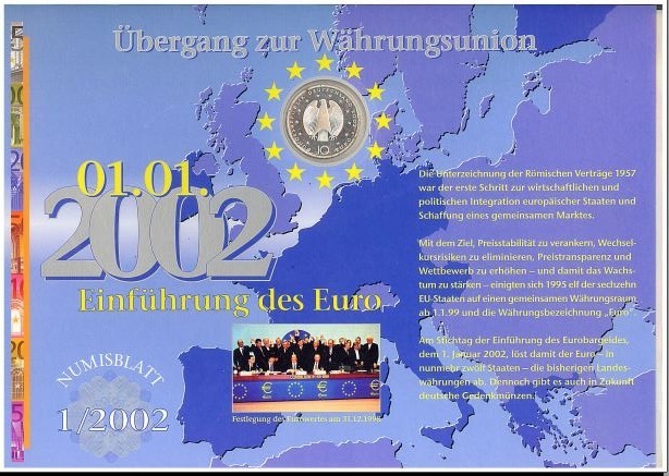 Deutschland Brd 10 Euro Numisblatt 1 2002 Europaische Wahrungsunion Karte Der Mitgliedstaaten D Eu St Ma Shops