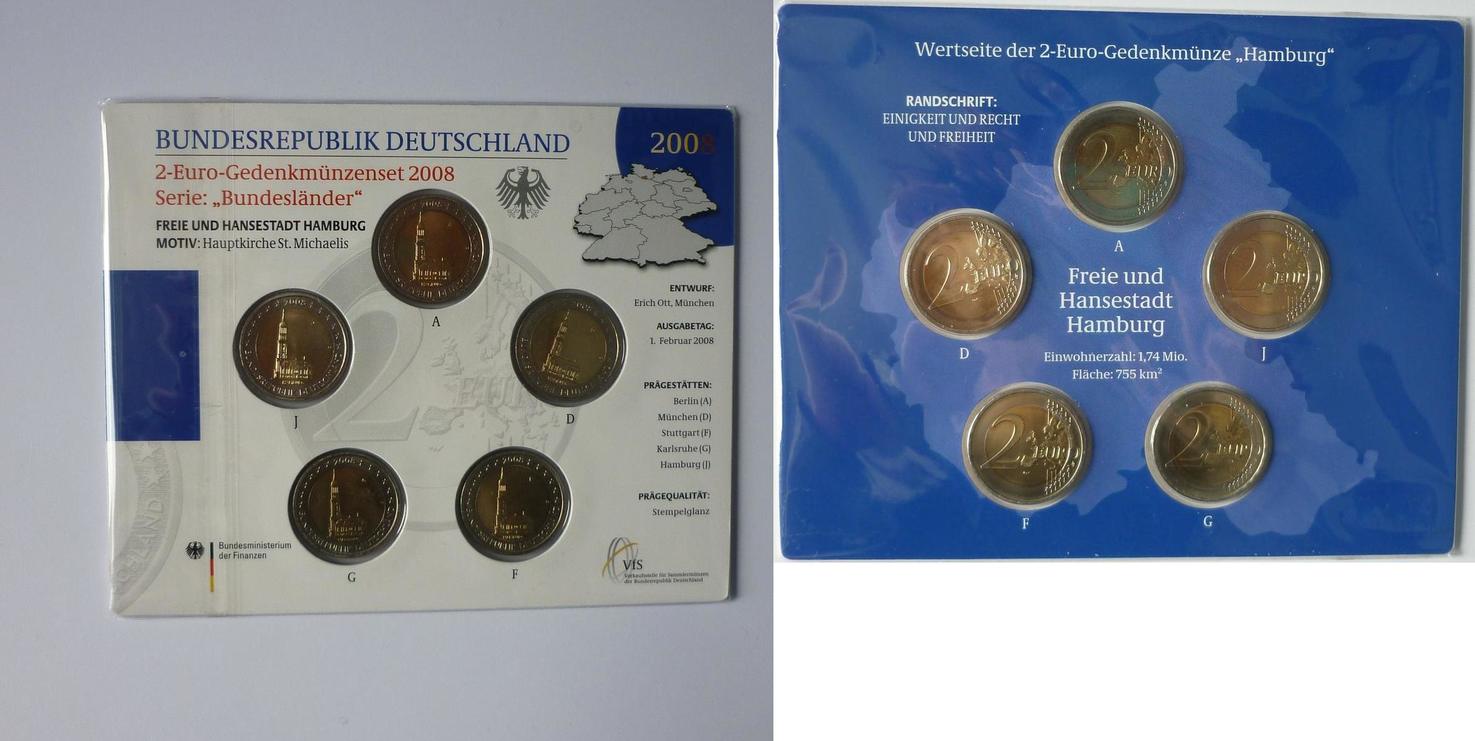 Deutschland 2008 2 Euro Sondermünze "Hamburger Michel
