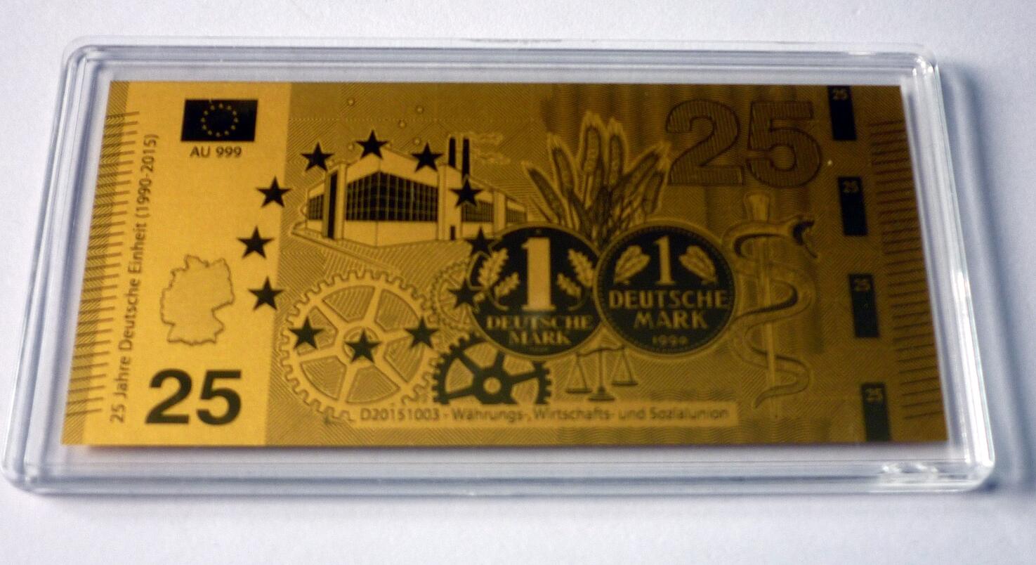 Deutschland/ Bundesrepublik Goldnote - Währungs-, Wirtschafts- und Sozialunion Lasergraviert ...