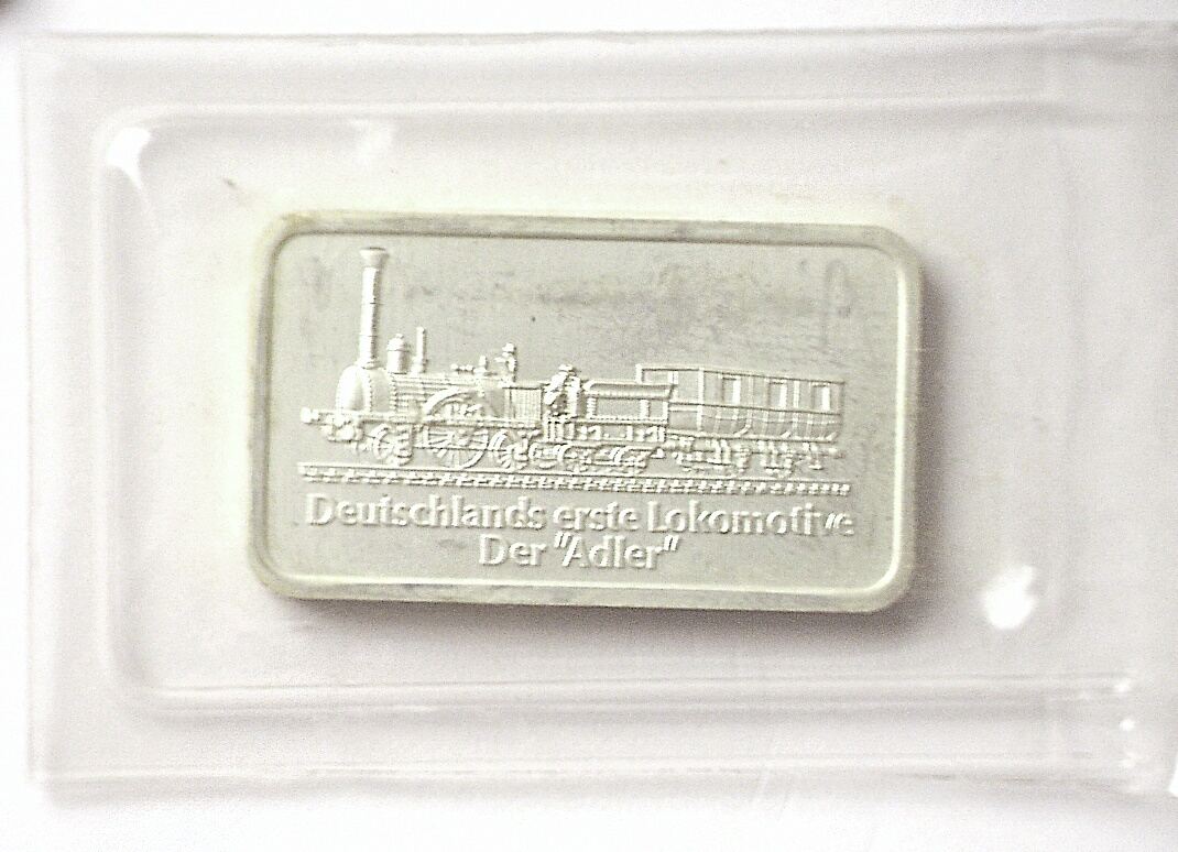 1 oz Silberbarren/ Motivbarren Degussa - Lokomotive Der Adler ST ...