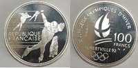 Frankreich 100 Francs XVI. Olympische Winterspiele 1992 in Albertville (Eisschnellläufer und Alpenmurm