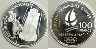 Frankreich 100 Francs XVI. Olympische Winterspiele 1992 in Albertville (Zweierbob mit Rodlerin)