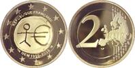 2 Euro 2009 Frankreich, Francs 10 Jahre Europäische Währungsunion PP gekapselt im Etui mit Zertifikat