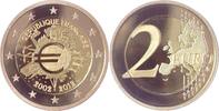 2 Euro 2012 Frankreich, Francs 10 Jahre Euro Bargeld im Zahlungsverkehr PP gekapselt im Etui mit Zertifikat und Umverpackung
