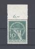 Deutschland ab 1945 Berlin Michel Nr. 68 II 10 Pfg Währungsgeschädigte PF II ** Oberrand -