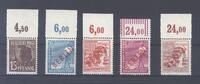 Deutschland ab 1945 Berlin, 5 ** Oberrand Werte aus 21-34 Rotaufdruck 1949, geprüft BPP -