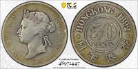 Hong Kong Victoria 50C 1892 PCGS Genuine  - VF Details (92 - Cleaned)
