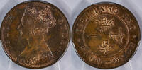 1C Hong Kong Victoria 1879 KM-4.3 5 Pearls PCGS MS63BN