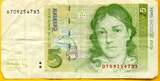 Deutschland 5 Deutsche Mark 1991 Stemplung Republik Wendland und Castor, interessantes Belegstück IV