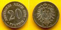 Deutsches Reich 20 Pfennig 1876 E Wilhelm I. vz, Fehler im Feld 15,00 EUR  zzgl. 3,99 EUR Versand