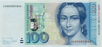 Bundesrepublik 100 Deutsche Mark DM Ersatznote ZA Bild