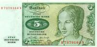 BRD mit Fehldruck (Gesicht/ Lippe) dazu Banderole 5 Deutsche Mark 1970 unc