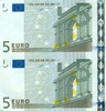 Deutschland Uncut Currency 5 Euro Banknoten im Paar Uncut Currency 5 Euro Banknoten im Paar (x0001) Bild