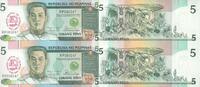 Philippinen 5 Piso 1989 Paar ungeschnitten / Uncut Erh I