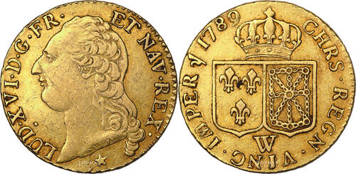 Coin France - Louis XVI - Gold - Louis d'or à la tête nue - 1789 W Lille s+