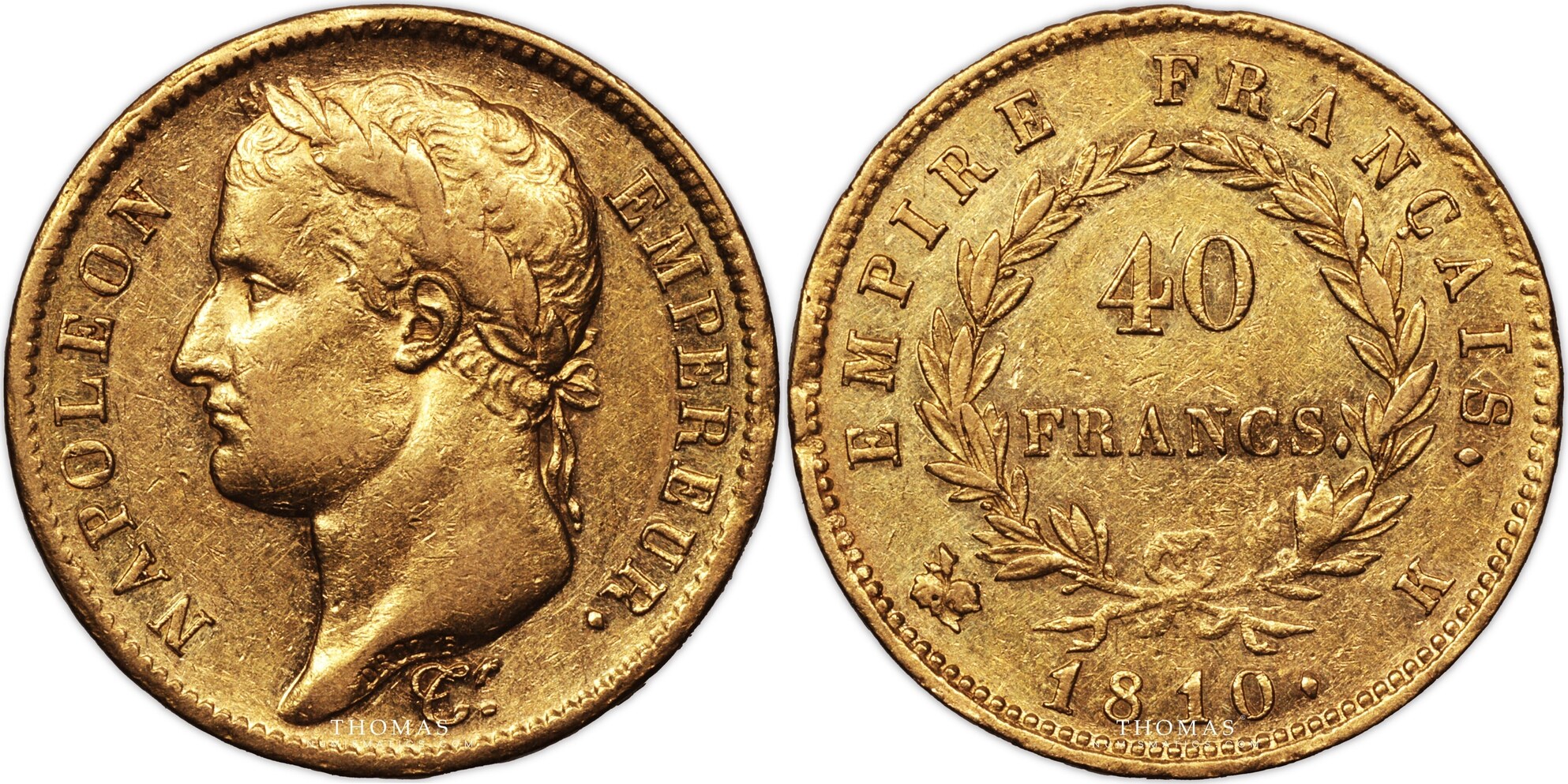 Napoleon I Coin - France Napoléon I - Gold 40 francs or 1810 K Bordeaux ...