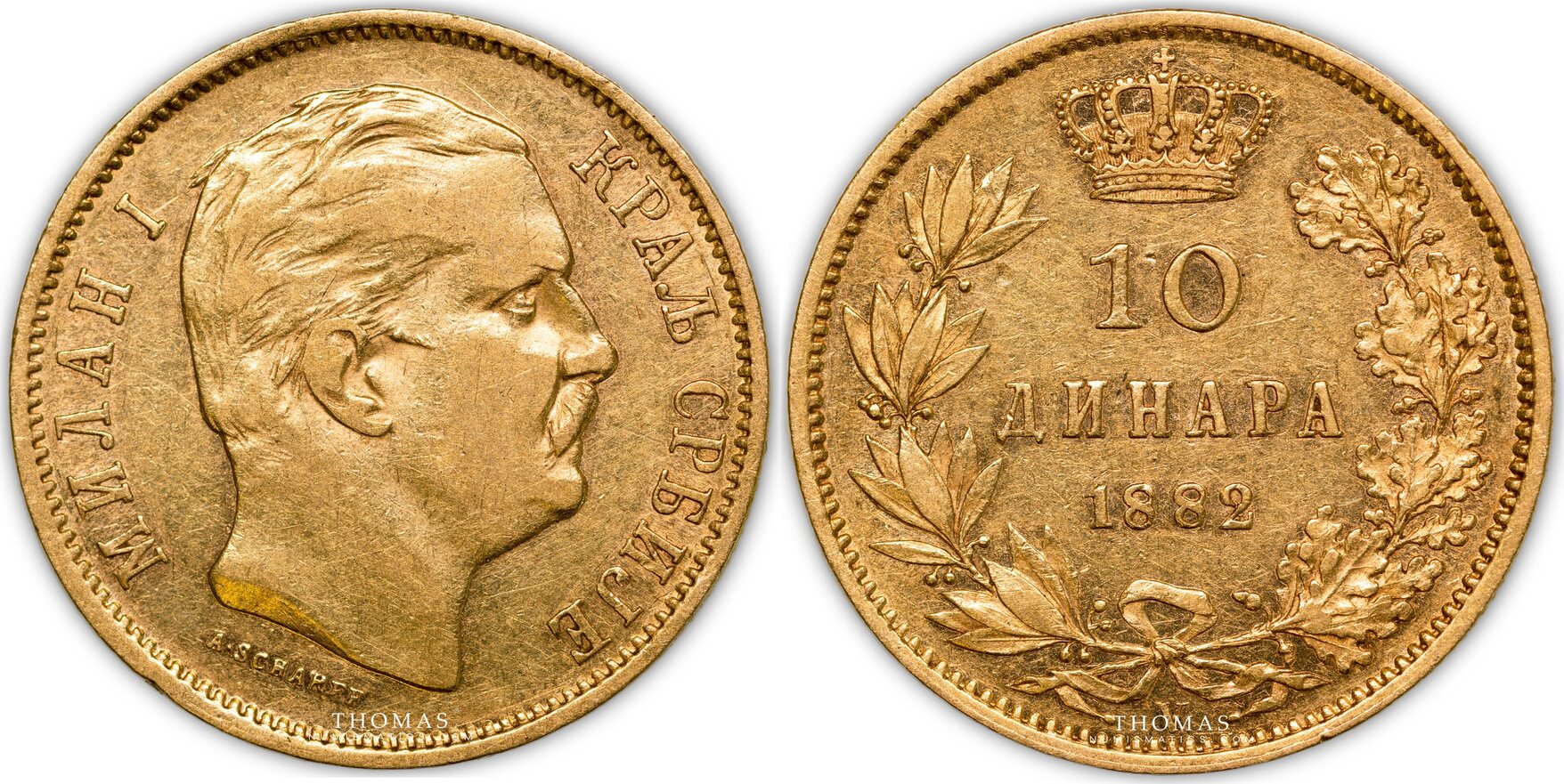Serbie Gold - Serbia - Milan Ier - 10 Dinara - 1882 - Vienna EF | MA-Shops