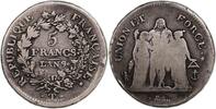 France 5 Francs Coin - France Directoire - 5 Francs Union et Force - An 9/5 T Nantes - G+/VF -