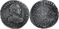 France Demi Franc tête nue Coin France - Louis XIII - Demi Franc à tête nue adolescente - col fraisé - 1615 D Lyon -
