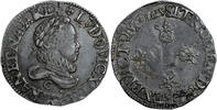 France Demi Franc Coin France - Louis XIII - Demi Franc grand buste lauré, col fraisé - 1615 C Saint Lô -