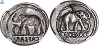 Romaine Roman coin  - Julius Caesar - Brockage Denarius - 49-48 BC - NGC Strike: 3/5 - Surface: 2/5 Denier 49 av JC TB+ / NGC VF 3/5 - 2/5