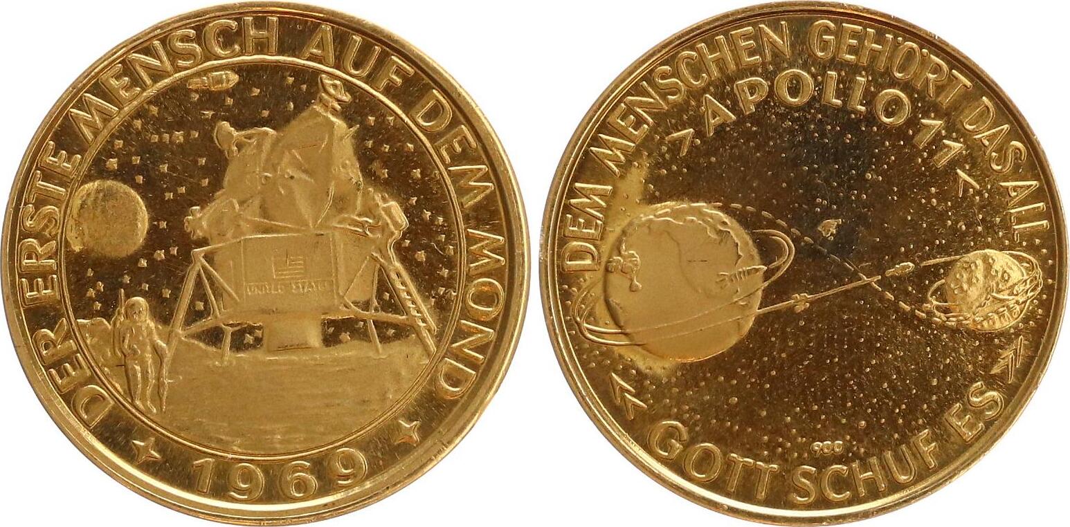 Deutschland Goldmedaille nach 1969 Apollo 11, erste bemannte Mondlandung 1969. st Deutschland Goldmedaille nach 1969 Apollo 11, erste bemannte Mondlandung 1969. st