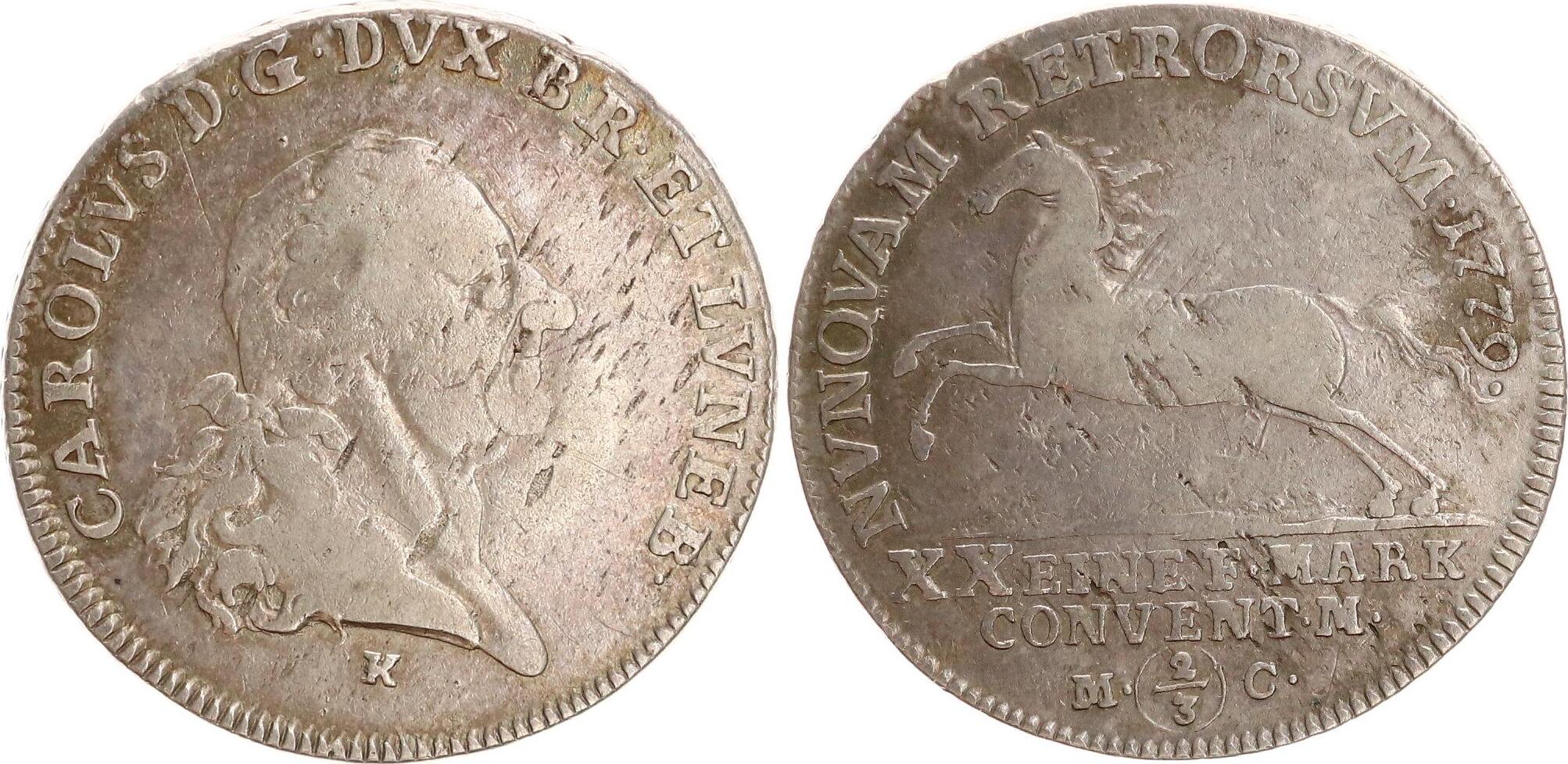 Deutschland - Braunschweig 2/3 Taler 1779 MC - Linie Wolfenbüttel. Karl ...