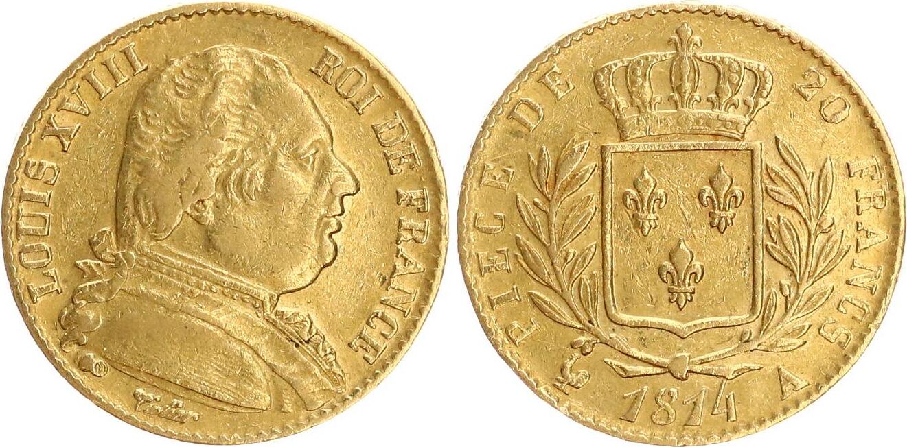 Frankreich 20 Francs 1814 A Louis XVIII., 1814, 18151824. ss