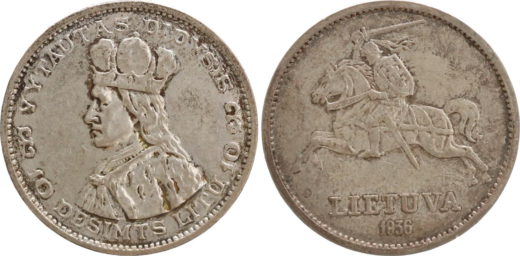 Litauen 10 Litu 1936 Erste Republik, 19181940. ss