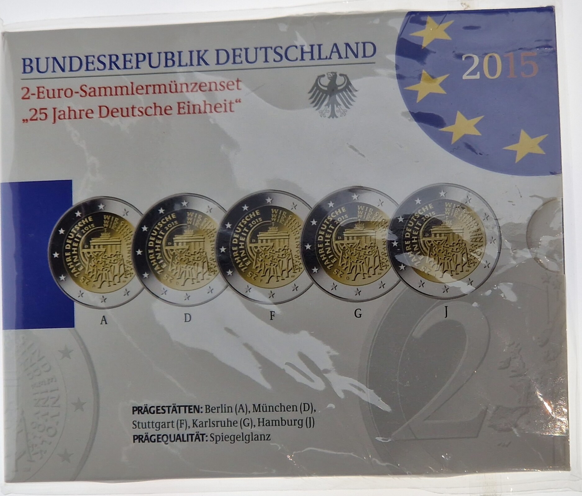 2 Euro Münze 15 Jahre Deutsche Einheit Deutschland - BRD 5x 2 Euro 2015 ADFGJ - 25 Jahre Deutsche Einheit, Set