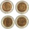 Russland 2x 5 Rubel Eule und Ziege, zus. 2 Stück. -