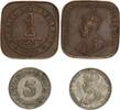 Straits Settlements 1 Cent u. 5 Cents - George V., 1910-1936. Lot von 2 Stück. -
