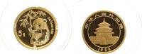 China 5 Yuan - Panda, 1/20 Unze Gold, in Münzkapsel. -