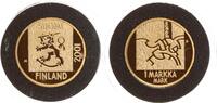 Finnland 1 Markka - Abschied von der Markka in Gold, OVP in Holzbox mit Zertifikat und Pappe -