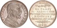 Tschechoslowakei Silbermedaille - Republik, 1918-1939. (v. O. Spaniel) 85. Geburtstag Präsident Tomas Masaryk -