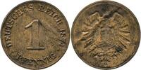 Deutschland/Kaiserreich - 1 Pfennig Fehlprägung auf sehr dünnem Schrötling, leichte Biegespur, kleiner Adler -