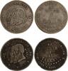 Bolivien 2x 1/2 Melgarejo - Republik. Kurzer Bart. Lot von 2 Stück, leicht var. Stempel. -