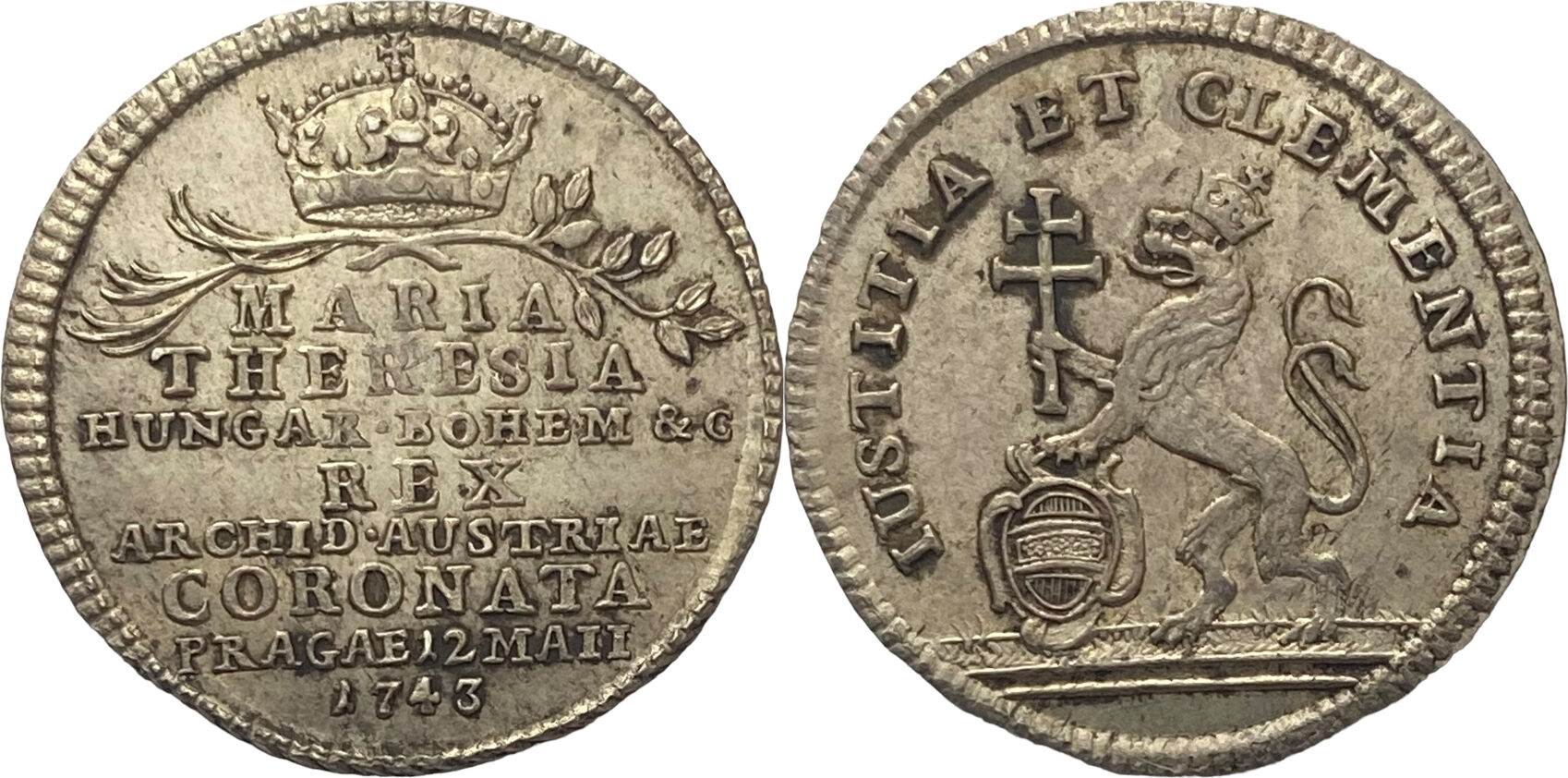 HOUSE OF HABSBURG Coronation token 1743 MARIA THERESIA Krönung der 