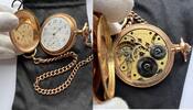 GERMANY GOLD Pocket watch and chain NOMOS Glashütte No.641, Lochuhrgehäuse und Kette, voll funktionsfähig -
