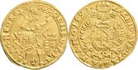 BOHEMIA 1 DUCAT RUDOLPH II. geprägt Prag, mintmaster Lazar Ercker RR! -