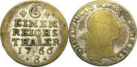GERMANY PREUSSEN 1/6 Thaler FRIEDRICH II. der Grosse geprägt Wroclaw, versilbert RR! -