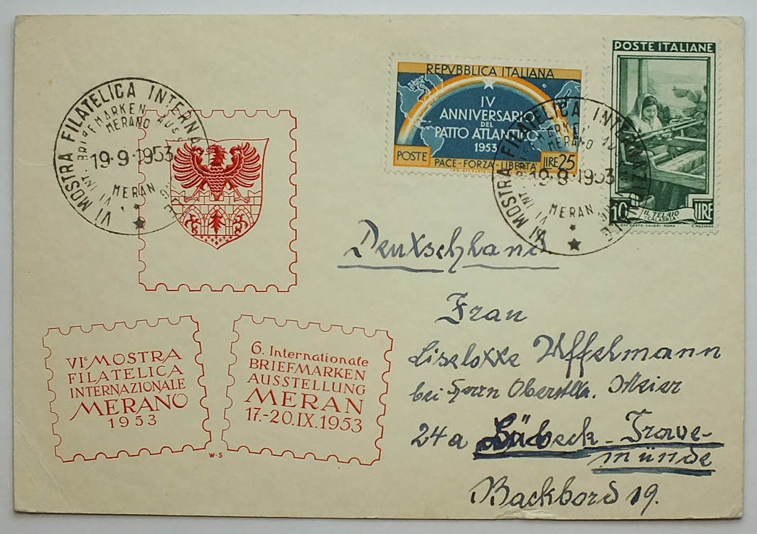 Italien 1953 Postkarte Nach Deutschland Gelaufen Ma Shops
