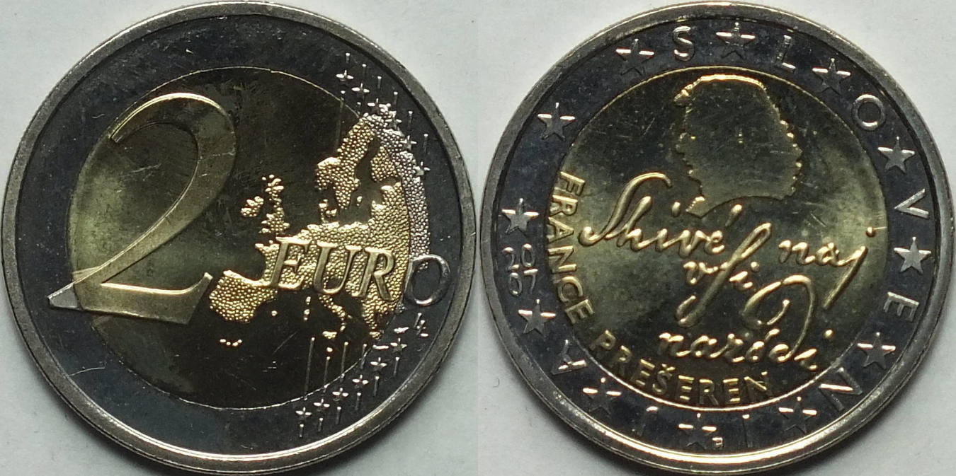 2 Euro Slowenien 2007 Fehlprägung Erkennen Slowenien 2 Euro 2007 bankfrisch | MA-Shops