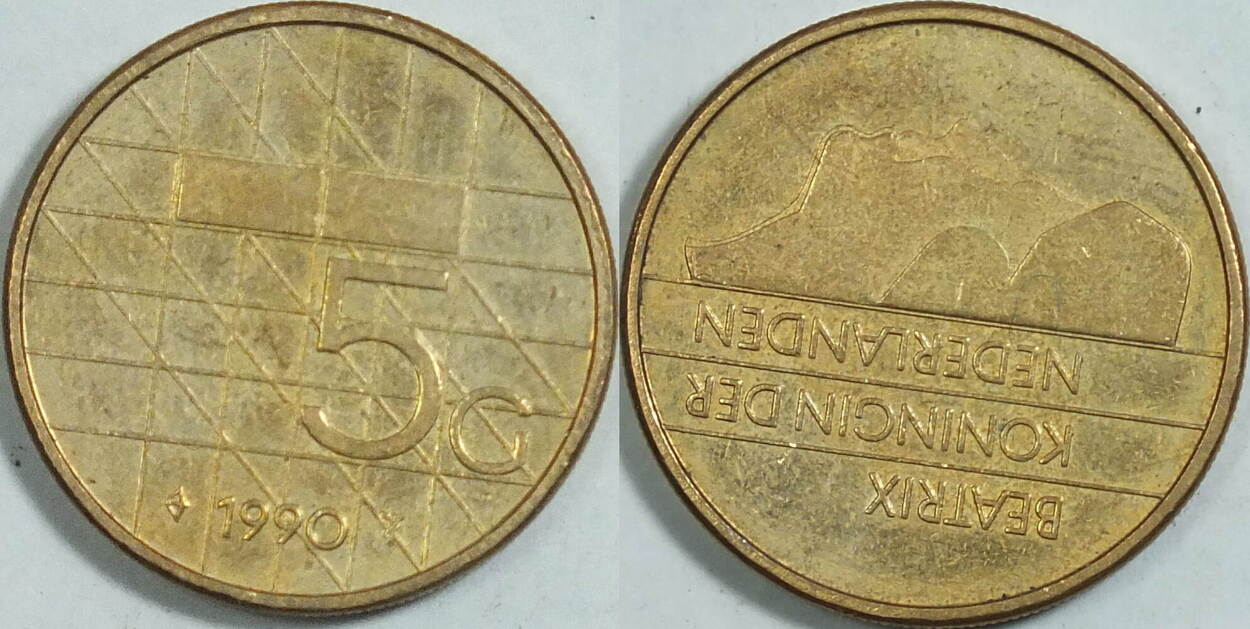 Niederlande 5 Gulden 1990 ss