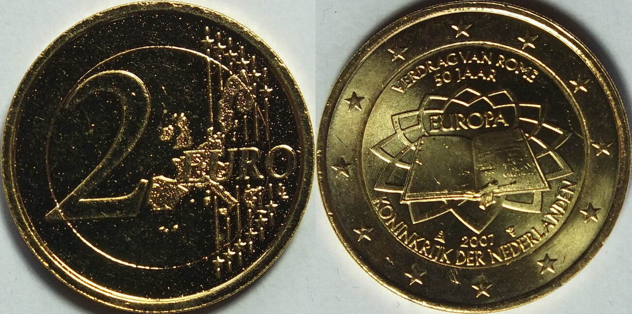 Deutschland 2 Euro 2007 Römische Verträge bfr vergoldet | MA-Shops