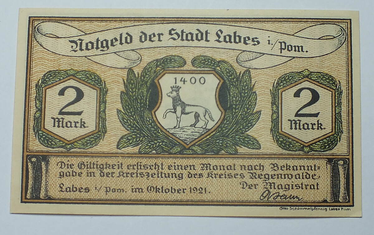Labes / Pommern 2 Mark 1921 1 - 2 | MA-Shops