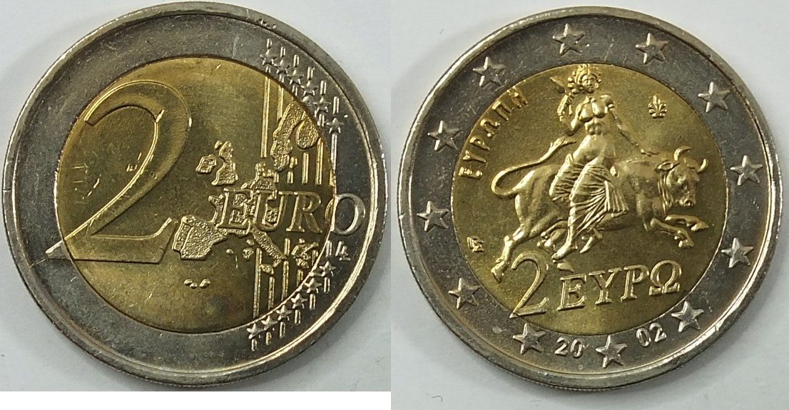 2 Euro Münze Griechenland 2002 Fehlprägung Merkmale www.ma-shops.de