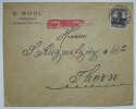 Deutsche Post in Polen 15 Pf dunkelviolett auf Zensurbrief von Warschau nach Thorn Kab. -