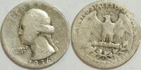25 Cent 1936 D USA Washington 90 % Silber s